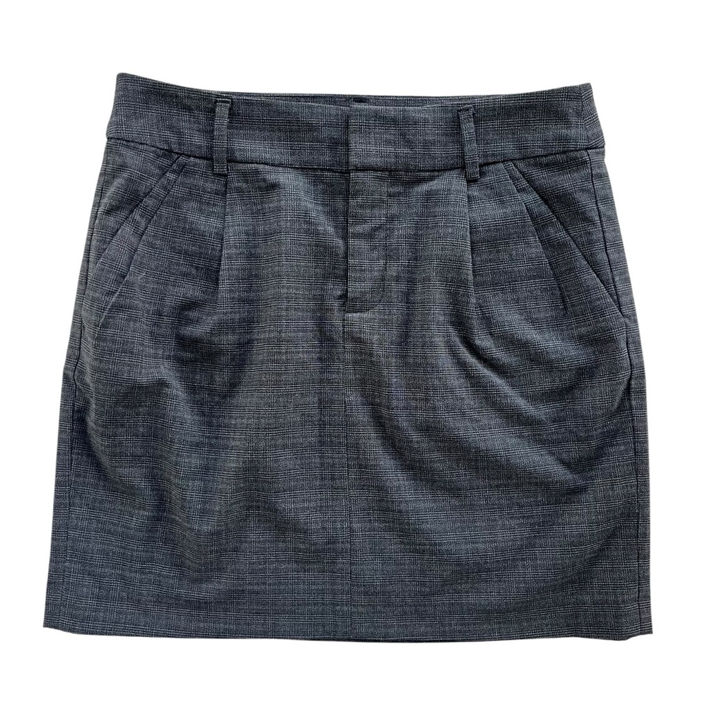Gap Womens 2 Gray Black Plaid Woven Pleats Lined Pocket Stretch Pencil Skirt Y2K